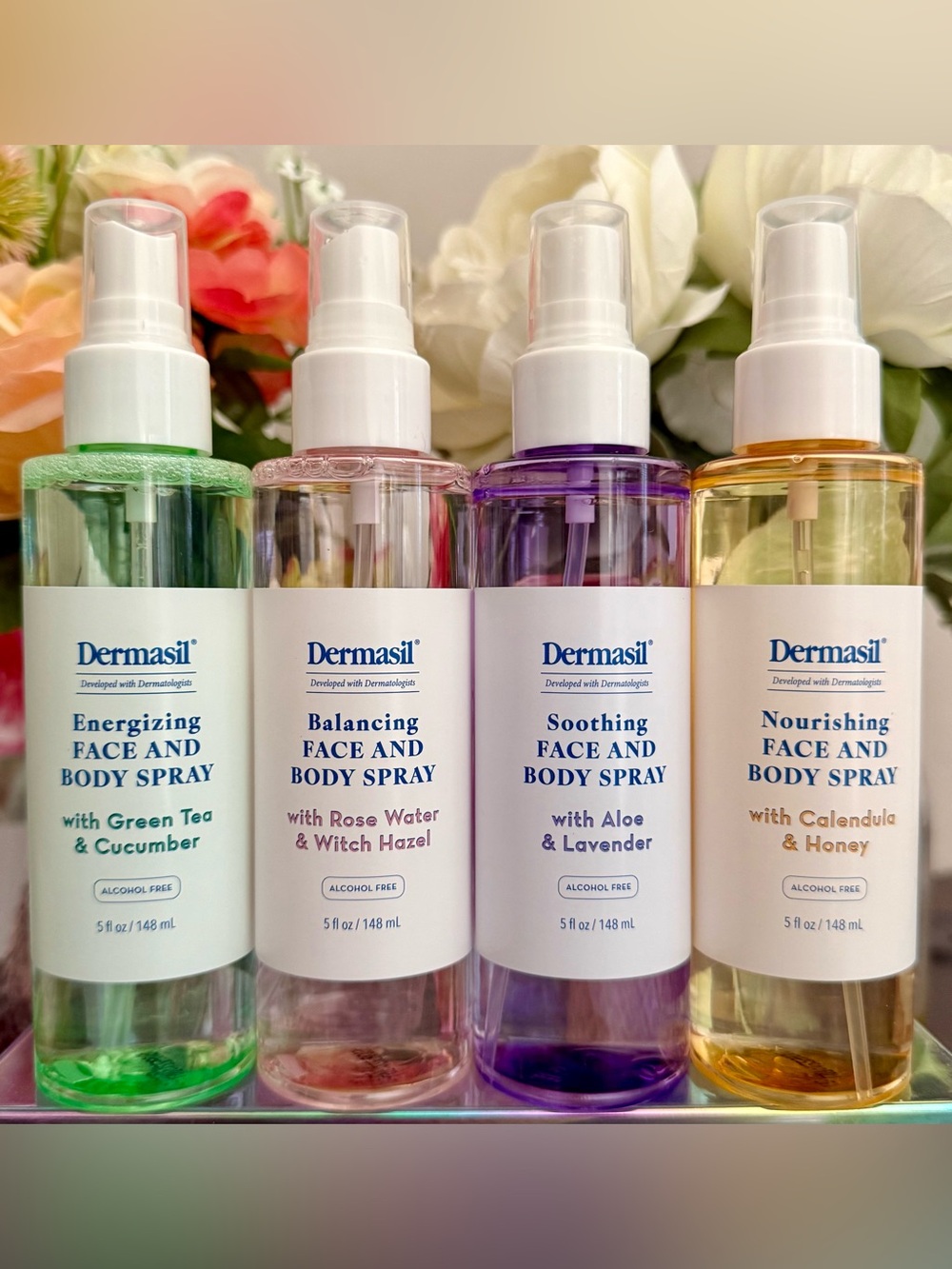 🆕🪷 DERMASIL LIMITED EDITION 4-PIECE FACE & BODY SPRAY COLLECTION. BRAND NEW!